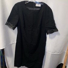 Vintage Givenchy black Wool little black Dress Size US 16W EU 46W *Read desc