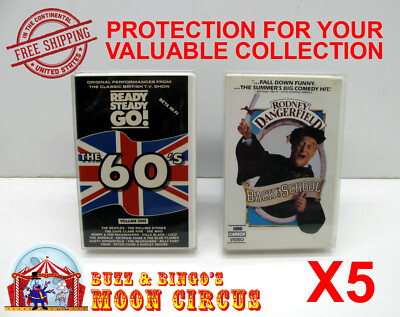 5x BETAMAX MOVIE SMALL CLAMSHELL (SIZE B) - CLEAR PLASTIC PROTECTIVE BOX