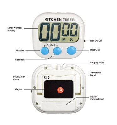Orologio Digitale Per Doccia LCD – Impermeabile Con Timer, Temperatura E Umidità, Bianco