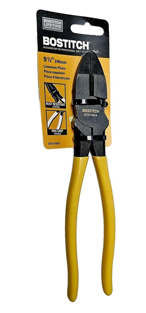 BOSTITCH 9.5in Linesman Pliers Forged, Durable High Quality Carbon Steel