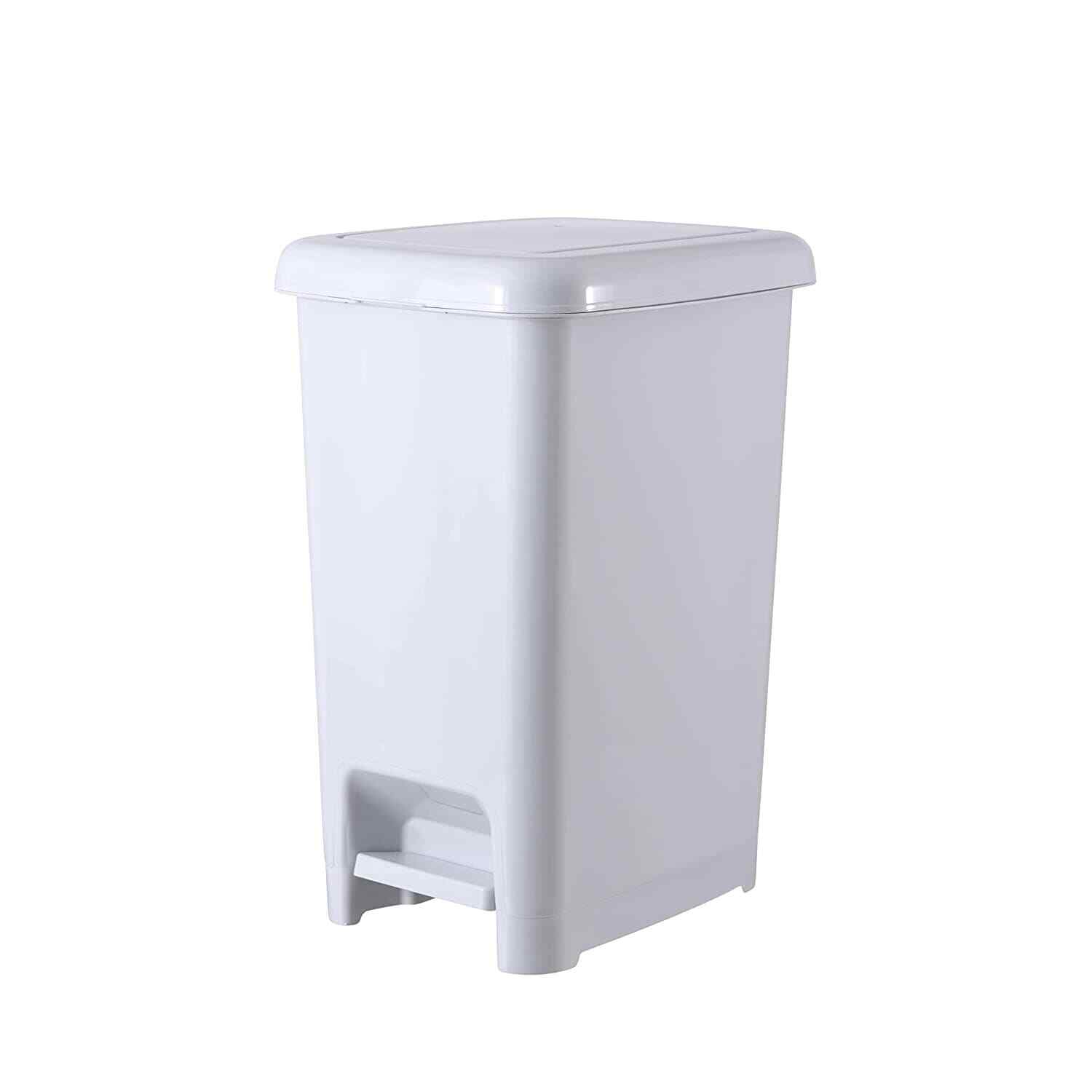 2.5 Gal Slim Pedal Step On Trash Can White Smoke Capacity2.5 gal