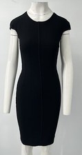 D&G Dolce&Gabbana ALTERED Black Cap-Sleeve Stretch Bodycon Dress sz 40