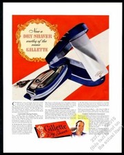 1938 Gillette electric dry shaver color photo vintage print ad