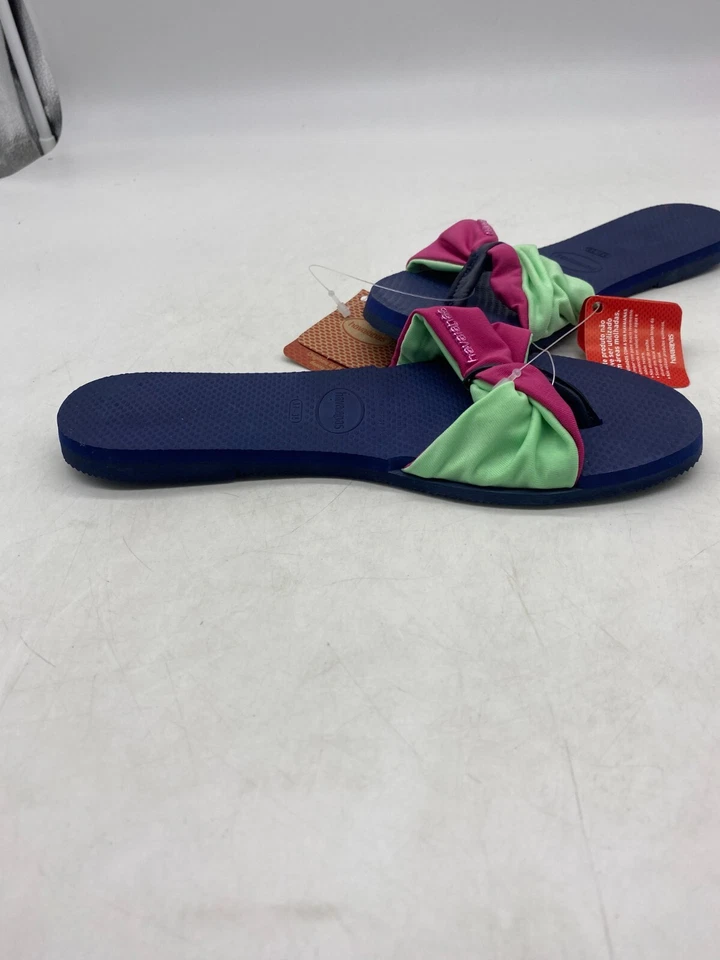 Sandalias Havaianas You St. Tropez Azul Rosa Verde Slide Tanga Para Mujer Talla 7/8 EE. UU. Foto 4 de 4