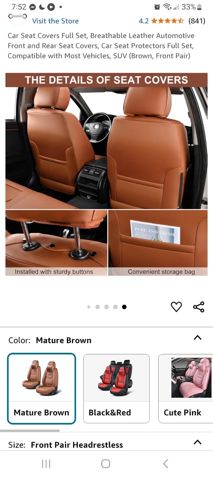 HESYT Universal Brown SUV Seat Covers for Stylish Protection