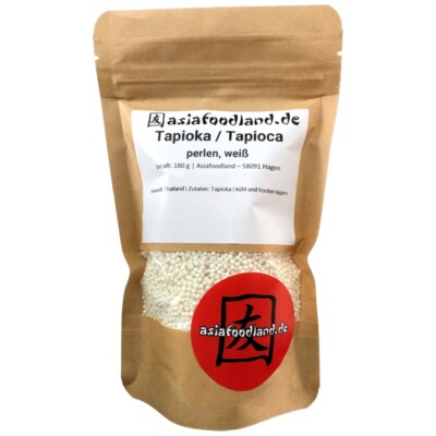 Asiafoodland Tapioka perlen weiß 180g Pudding Tapioca Tabioka kugeln klein white