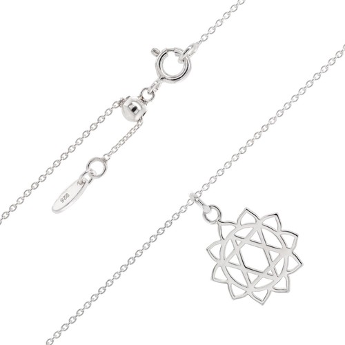 Heart Chakra Sterling Silver 925 Pendant & 500mm Adjustable Chain Necklace - Picture 3 of 7