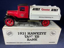 W4-36 ERTL 1:34 SCALE DIE CAST BANK - 1931 HAWKEYE TANKER BANK - COASTAL