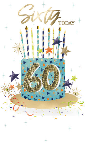 Candles and Cake 60th Happy Birthday Card - Second Nature Champagne Range
