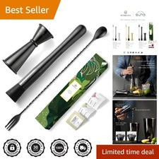 Premium Cocktail Muddler Set with 12" Spoon & Jigger - Perfect Bar Essentials