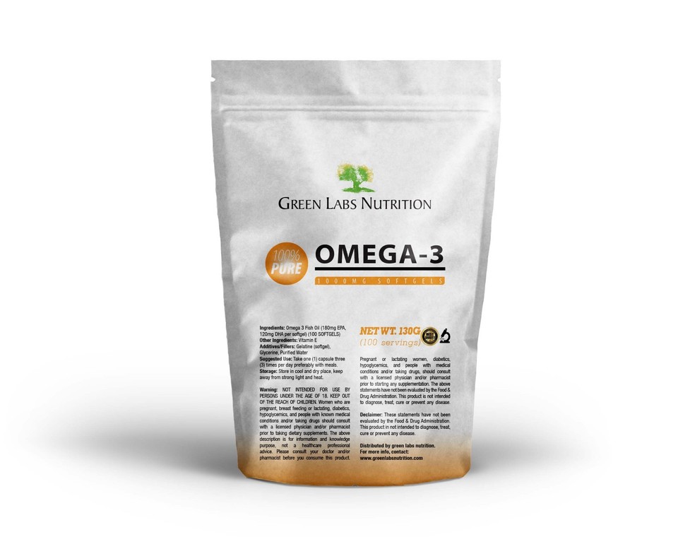Omega 3 Fish Oil 1000mg Softgels – 330mg EPA, 220mg DHA, Heart & Brain ...