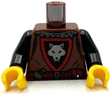 Lego New Minifigure Reddish Brown Torso Castle Wolfpack Black and Red Shield