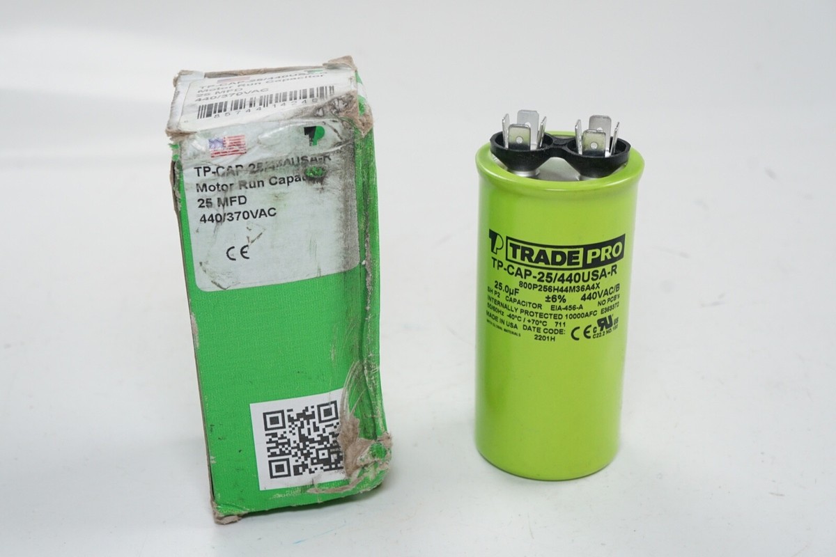 New TP-CAP-25/440USA-R Motor Run Capacitor 25 MFD 440/370VAC