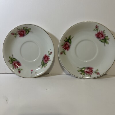 Gold Rimmed Rose  Saucer Trinket housewarming Plate Fine China  Vintage Candle