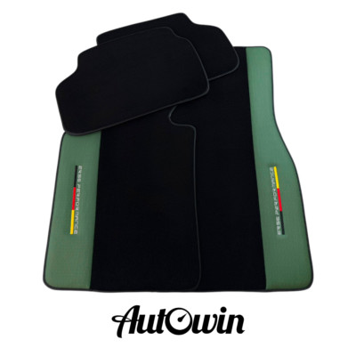 AutoWin Brand Black Floor Mats for Rolls Royce Phantom VIII with Green Leather
