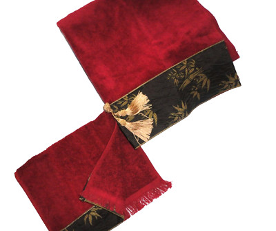 AVANTI BAMBOO GROVE RED BRICK LEAVE (2P) BATH & FINGERTIP TOWELS SET