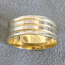 14ct 585 Multi-Tone Gold Band Ring Wedding ring 5g