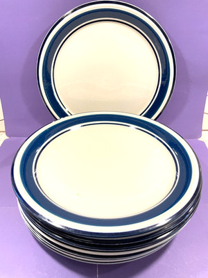 Ranmaru TREND BLUE 4415 Set of Eight (8) Dinner Plates ~ 10 5/8''