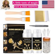 Gilding Adhesive Kit 100ml, Gold Leaf Sheets Glue, Varnish for Art
