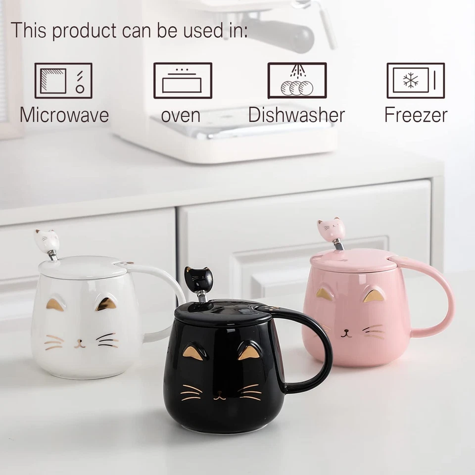 Taza Yuwu Gato Linda Taza de Café Regalos para Amantes de los Gatos Taza de Cerámica, Taza Novedad con... Foto 4 de 4