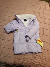 All in Motion Girls' Mid-Length Puffer Jacket- Purple-Small 6/6X