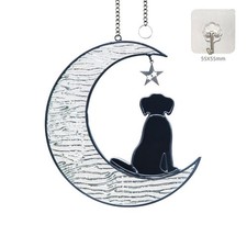 1 piece of dog decoration painted glass moon sun catcher window hanging.