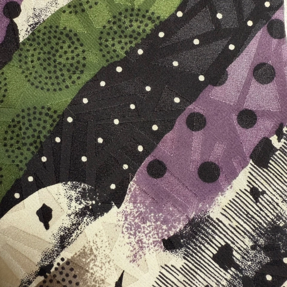 Corbata de seda geométrica abstracta Smith negra vintage púrpura verde negro lunares Foto 4 de 4