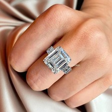 950 Platinum Big Diamond Ring 8.50 Carat IGI Lab Grown Emerald Wedding E F  VVS2