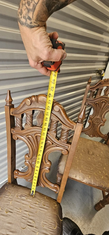 (6) CONJUNTO DE JANTAR NEO RENASCENTISTA LOUIS XIII ESTILO URETANO ENCOSTO ALTO - Imagem 4 de 4