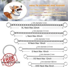 Dog Chain Collar Metal Choke Training Heavy Duty Slip Martingale Silver M
