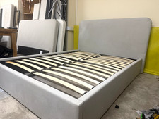 DUSK Ascot Ottoman Storage Bed King Grey Upholstered Slatted Base Frame