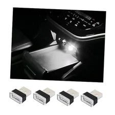  4 PCS USB LED Car Interior Atmosphere Lamp, Plug-in USB Decor Night White
