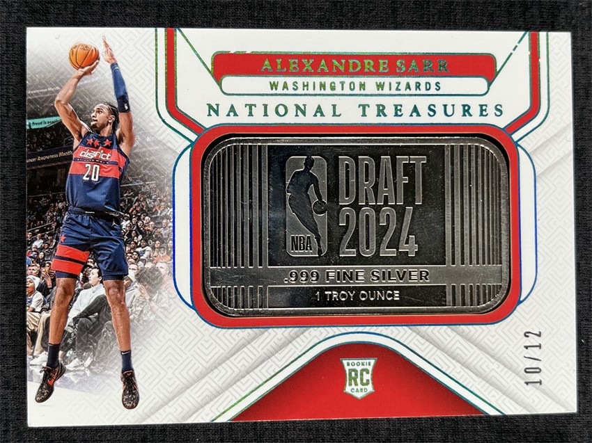 2024-25 Panini National Treasures Alexandre Sarr RC Fine Silver logoman /12