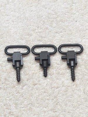 Lot of 3 Quick Detach Sling Swivels   Wood Screw Mount   Two Long Screws, One...