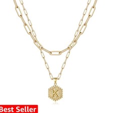 Valentines Gifts for Women Teen Girls, 14K-Gold-Plated Initial Necklaces for ...