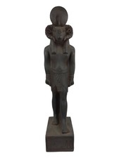 Ancient Egyptian Antique Large Statue Khnum Head of a Ram Luck Hieroglyphic