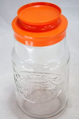 Anchor Hocking 1776 2 Glass Jars-Liberty Bell & Flag