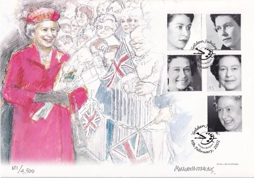 GB Ltd Ed #681/4500 Painting FDC: 2002 Coastlines- 'The Queen' by Michael Noakes