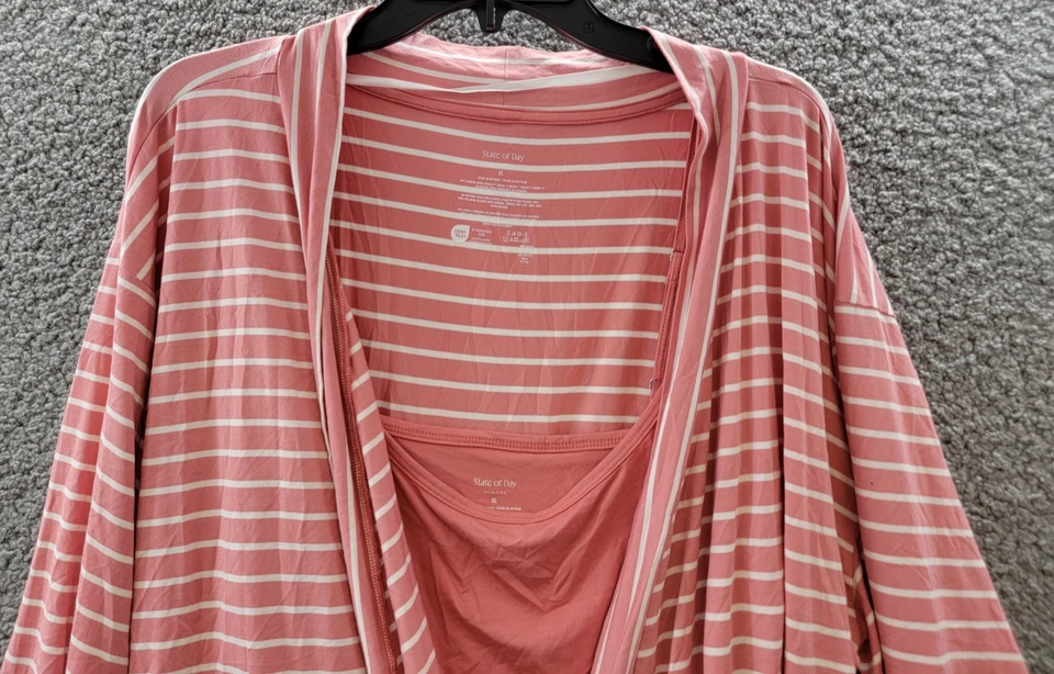 Estado del día 3 piezas. Conjunto de pijama de punto fluido para mujer XL coral marino rayas pull on Foto 4 de 4