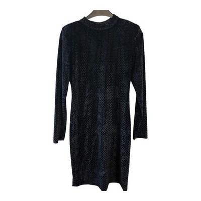 Primark Kleid Damen Dress Damenkleid Gr. 40 Dunkelblau Samt Stretch Elegant Look