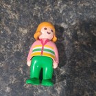 Playmobil 123 Adult Female Figure Orange Hair Pink Sweater W Stripes 1990 Geobra — photo 1