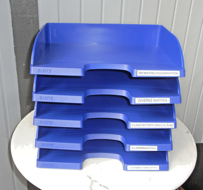 LEITZ 5218-00-35 Briefkörbe DIN A4 quer Stapelboxen, Ablagekörbe blau stabil