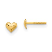 14k Yellow Gold Tiny Heart Shape Stud Earrings Gift For Girl