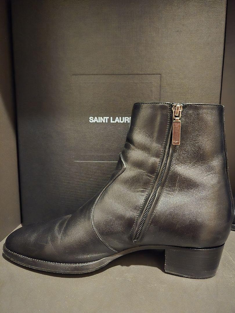 Saint Laurent Wyatt Zip Boots Black Smooth Leather Size 40
