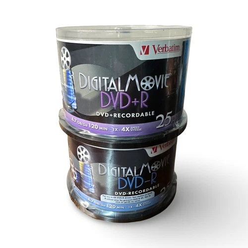 Verbatim Digital Movie DVD+R DVD-R 25 Pack 4.7 GB/120 Min/4x NEW Factory Sealed