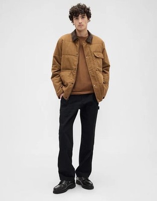 Gap Filled Chore Jacket Mens XS Brown Quilted Canvas Snap Corduroy Collar Coat