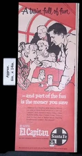 1958 Santa Fe HI-LEVEL El Capitan Railway Luxurious Coach Service Print Ad 50724