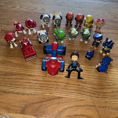 Lot Of Paw Patrol Pups Action Dog Figures Rider Chase Marshall Zuma Rocky Car