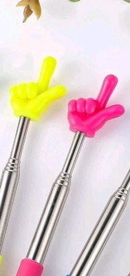 2 Pcs Telescopic Teacher Pointer Extendable Finger Stick Classroom Pink & Yellow