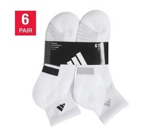 Adidas Mens Socks White Multicolor 6-Pair Quarter Arch Compression Cushioned